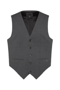Anzugweste aus Interlock mit Herringbonemuster dark greymelange