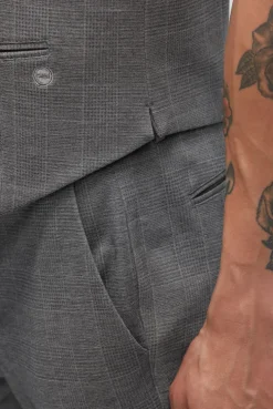 Anzugweste aus Interlock mit Karomuster grey melange check