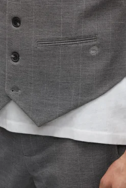 Anzugweste aus Interlock mit Karomuster grey melange check