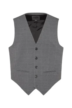 Anzugweste aus Interlock mit Karomuster grey melange check