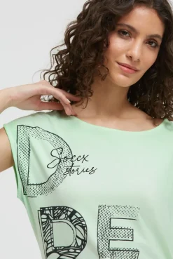 Asymetrisches Jerseykleid mit Print und Raffung neon green