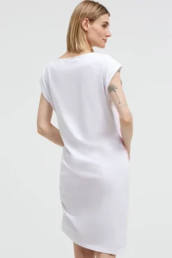 Asymetrisches Jerseykleid mit Print und Raffung opticwhite