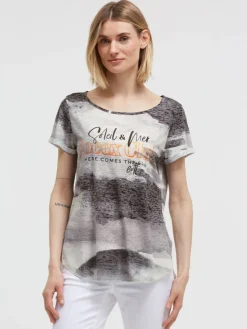 Ausbrenner-Shirt mit All Over Print und Knotensaum charcoal mist