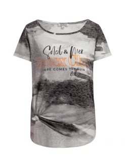 Ausbrenner-Shirt mit All Over Print und Knotensaum charcoal mist
