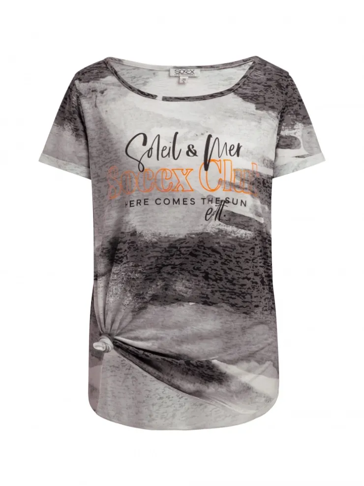 Ausbrenner-Shirt mit All Over Print und Knotensaum charcoal mist