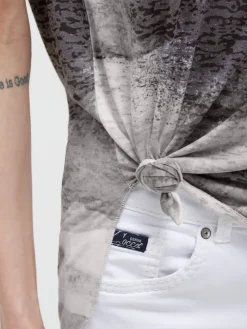 Ausbrenner-Shirt mit All Over Print und Knotensaum charcoal mist