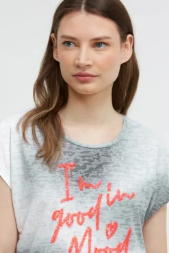 Ausbrenner-Shirt mit Pailletten-Wording black