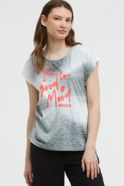Ausbrenner-Shirt mit Pailletten-Wording black