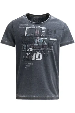 Ausbrenner-Shirt mit Photoprint faded navy