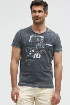 Ausbrenner-Shirt mit Photoprint faded navy