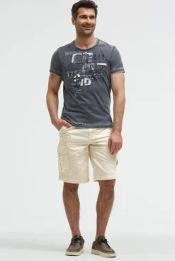 Ausbrenner-Shirt mit Photoprint faded navy