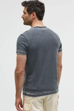 Ausbrenner-Shirt mit Photoprint faded navy