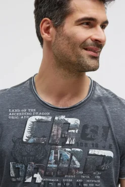 Ausbrenner-Shirt mit Photoprint faded navy