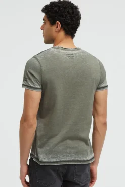 Ausbrenner-Shirt mit Photoprint green olive