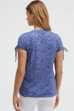 Ausbrenner-Shirt mit Print und Tunnelzugbändern soft azure