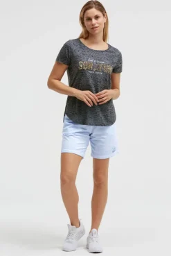 Ausbrenner-T-Shirt mit Pailletten-Wording grey bay