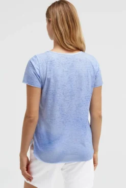 Ausbrenner-T-Shirt mit Pailletten - Wording soft ocean