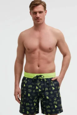 Badehose mit All Over Print blue navy