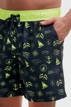 Badehose mit All Over Print blue navy