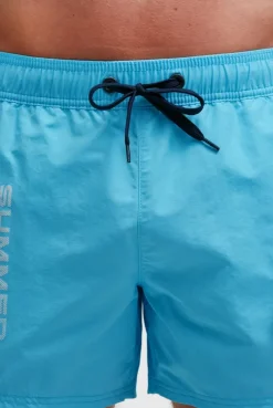 Badehose mit Logo Print aqua