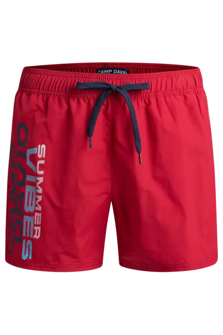 Badehose mit Logo Print flight red