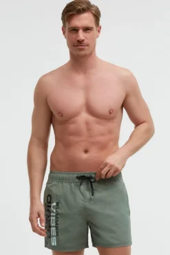 Badehose mit Logo Print green olive