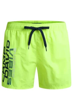 Badehose mit Logo Print neon lime