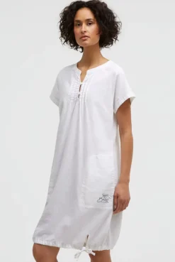 Ballonkleid aus Leinenmix opticwhite