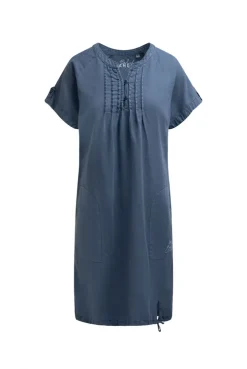 Ballonkleid aus Leinenmix soft azure