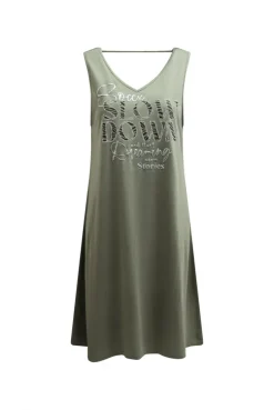 Basic Beach-Kleid mit Artwork faded olive | S