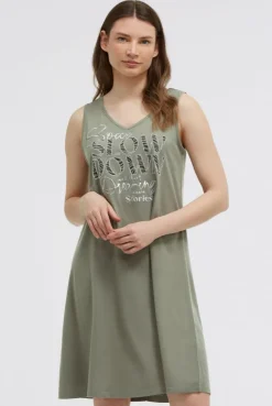 Basic Beach-Kleid mit Artwork faded olive | S