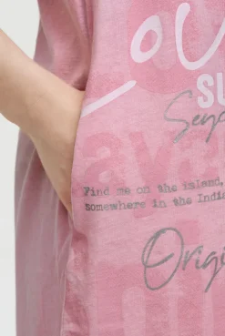 Basic Hoodie-Kleid mit Wording Print pink blush