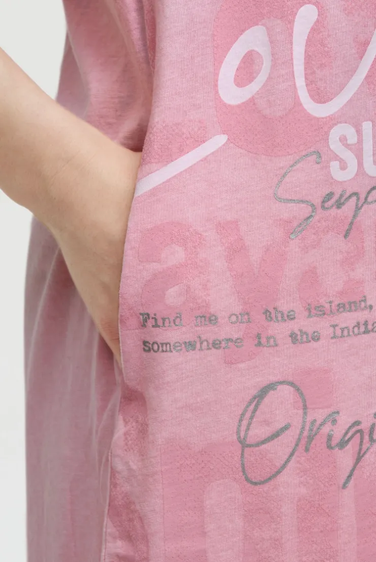 Basic Hoodie-Kleid mit Wording Print pink blush