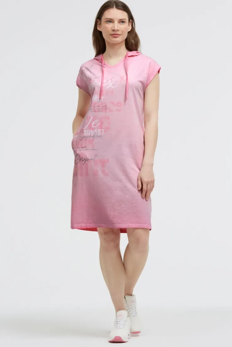 Basic Hoodie-Kleid mit Wording Print pink blush