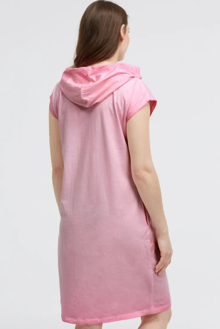 Basic Hoodie-Kleid mit Wording Print pink blush