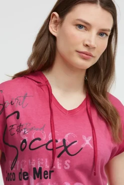 Basic Hoodie-Kleid mit Wording Print clear red