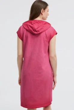 Basic Hoodie-Kleid mit Wording Print clear red