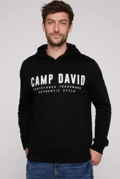 Basic Hoodie mit Logo Print black