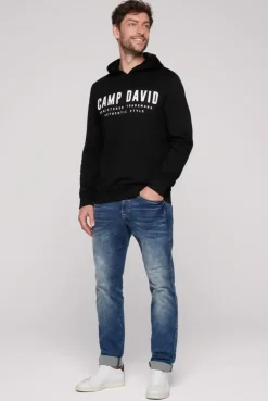 Basic Hoodie mit Logo Print black