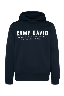 Basic Hoodie mit Logo Print blue navy