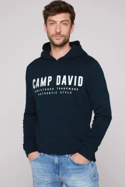 Basic Hoodie mit Logo Print blue navy