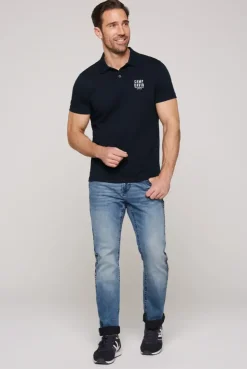 Basic Pikee-Polo mit Logo-Stickerei blue navy