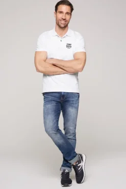 Basic Pikee-Polo mit Logo-Stickerei opticwhite