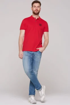 Basic Pikee-Polo mit Logo-Stickerei red