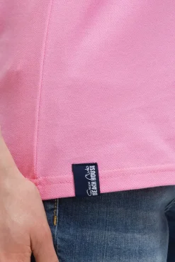 Basic Poloshirt aus Pikee mit Backprint pink blush