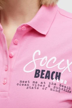 Basic Poloshirt aus Pikee mit Backprint pink blush
