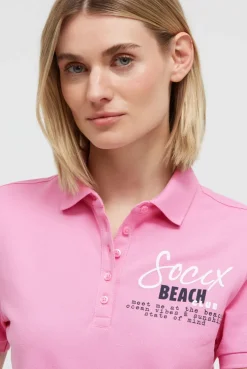 Basic Poloshirt aus Pikee mit Backprint pink blush