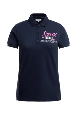 Basic Poloshirt aus Pikee mit Backprint blue navy