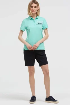 Basic Poloshirt aus Pikee mit Backprint crystal aqua