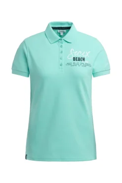 Basic Poloshirt aus Pikee mit Backprint crystal aqua